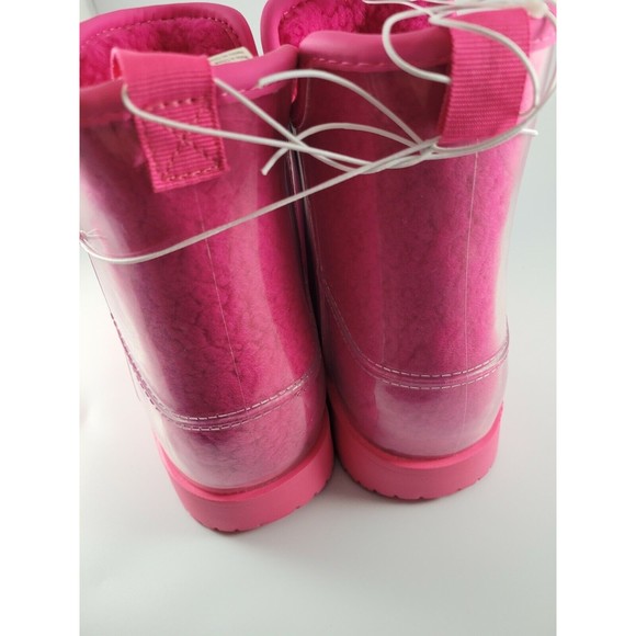 Children's sz 2 Classic Clear Mini Rock Rose Pink Waterproof Sherpa Winter Boot - Picture 6 of 8